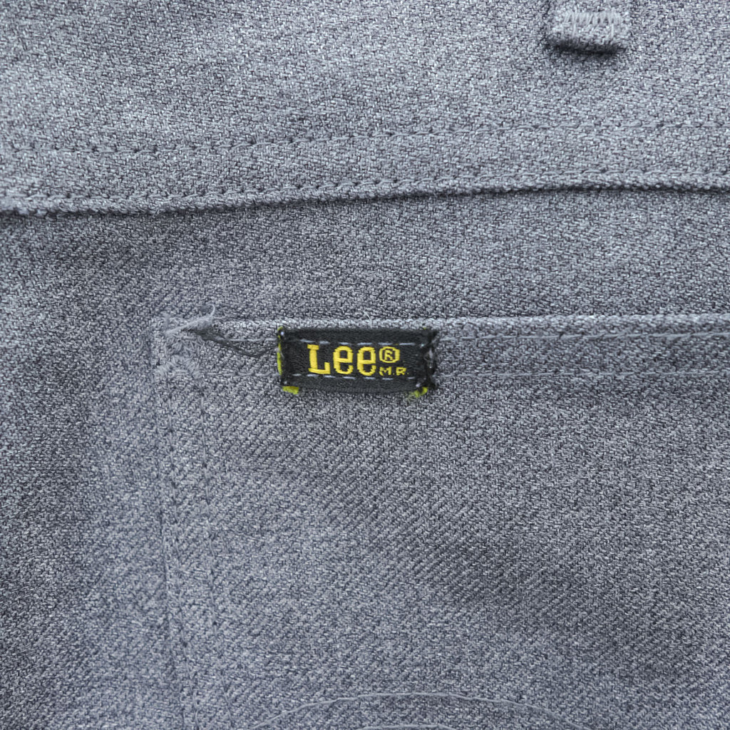70s Lee 202-0603 Polyester Boot Cut Pants Men’s 34x30 Charcoal Gray Talon Zip USA Union Made Raw Hem
