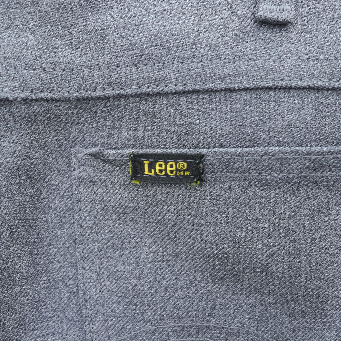 70s Lee 202-0603 Polyester Boot Cut Pants Men’s 34x30 Charcoal Gray Talon Zip USA Union Made Raw Hem