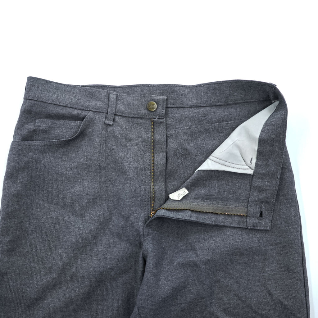 70s Lee 202-0603 Polyester Boot Cut Pants Men’s 34x30 Charcoal Gray Talon Zip USA Union Made Raw Hem