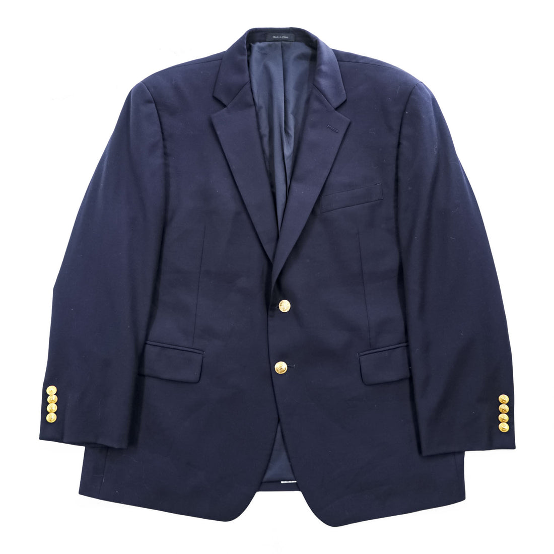 Lauren Ralph Lauren Men's Navy Wool Blazer 44S Short Gold Crest Buttons 2-Button Macy's