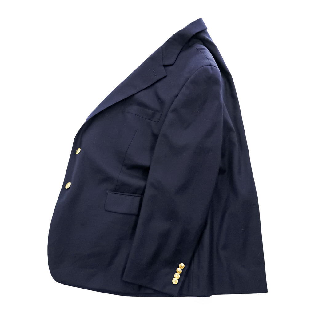 Lauren Ralph Lauren Men's Navy Wool Blazer 44S Short Gold Crest Buttons 2-Button Macy's