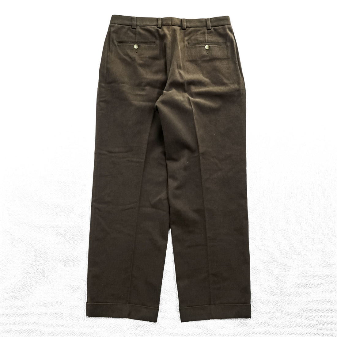 Brooks Brothers ワイド 2タック スラックス パンツ L ブラウン プリーツ ダブルカフス モールスキン