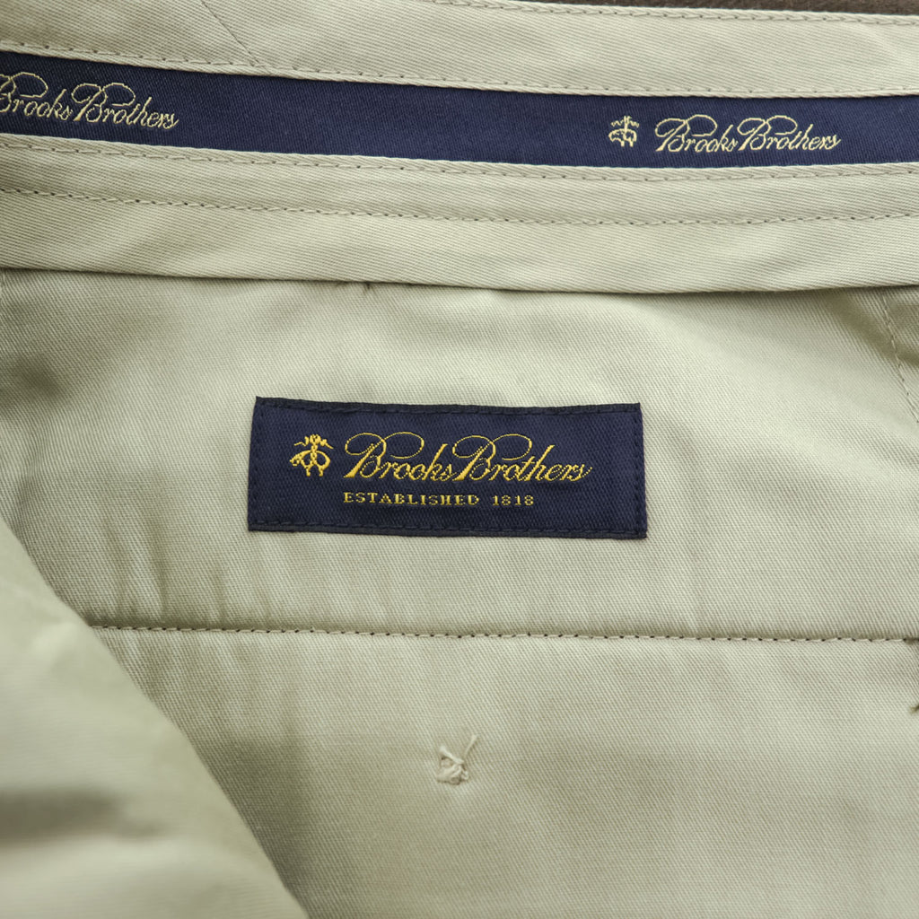 Brooks Brothers ワイド 2タック スラックス パンツ L ブラウン プリーツ ダブルカフス モールスキン