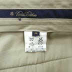 Brooks Brothers ワイド 2タック スラックス パンツ L ブラウン プリーツ ダブルカフス モールスキン