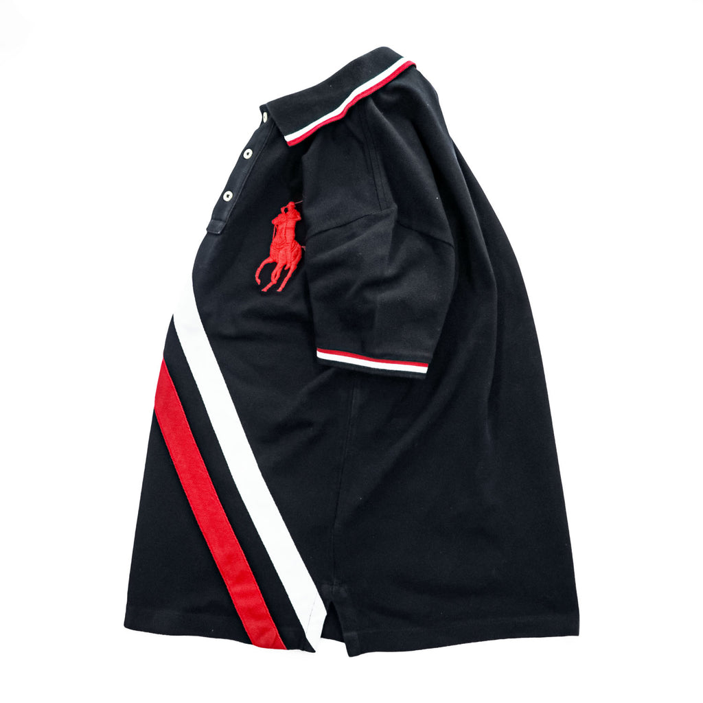 Polo Ralph Lauren ポロシャツ XS ブラック CUSTOM SLIM FIT ビッグポニー エンブレム ラインデザイン