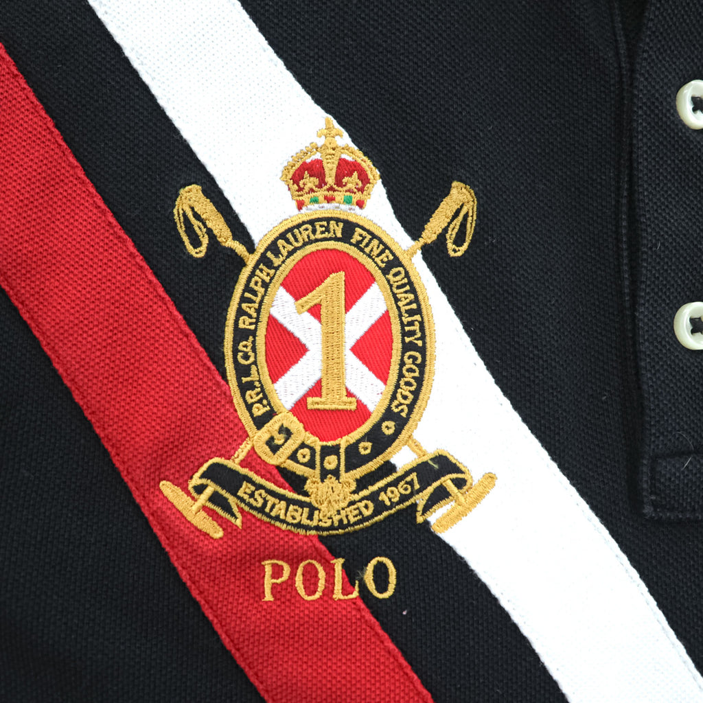Polo Ralph Lauren ポロシャツ XS ブラック CUSTOM SLIM FIT ビッグポニー エンブレム ラインデザイン