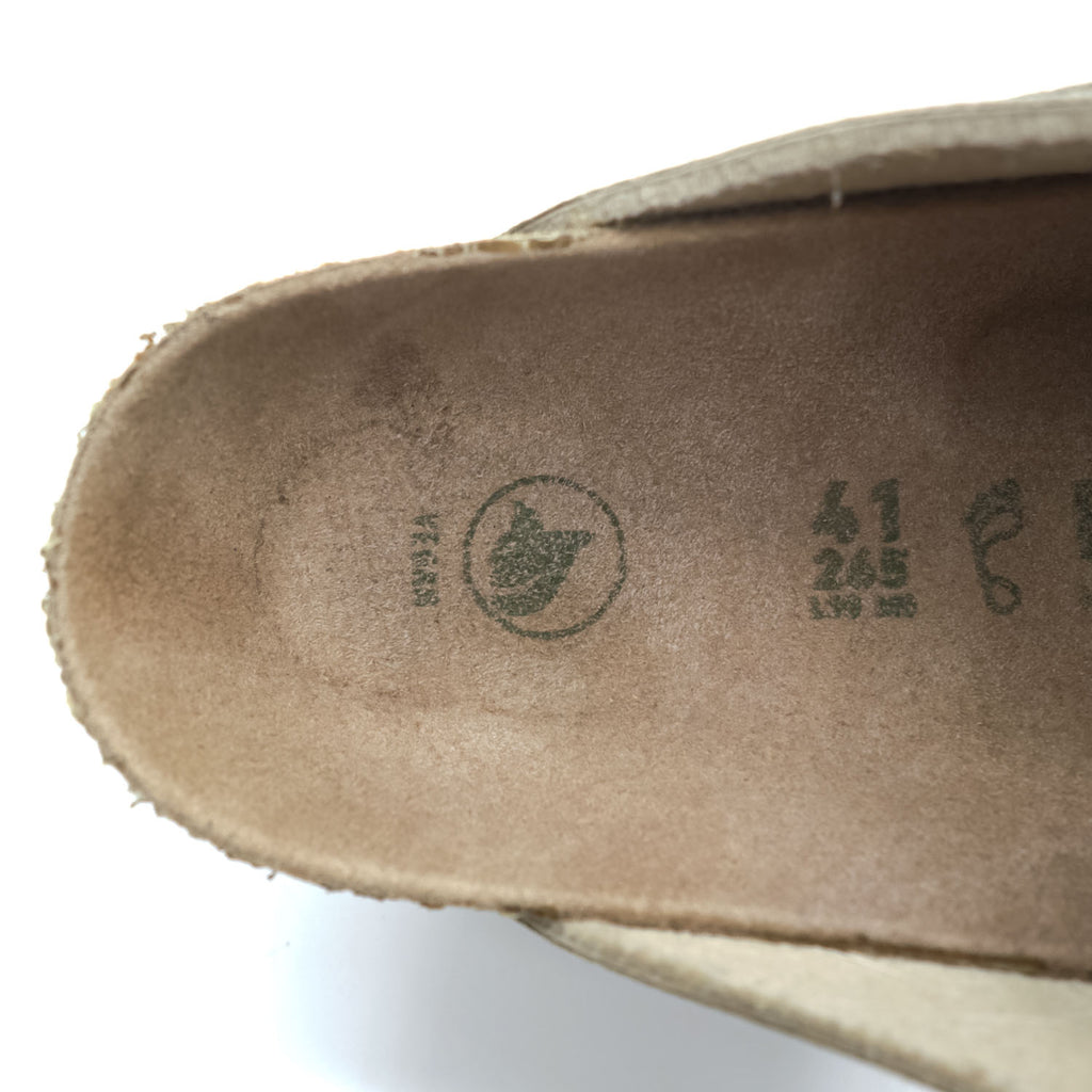 BIRKENSTOCK Boston Suede Clog Sandal Beige Vegan Made in Germany EU41 (Approx. 26.5cm)