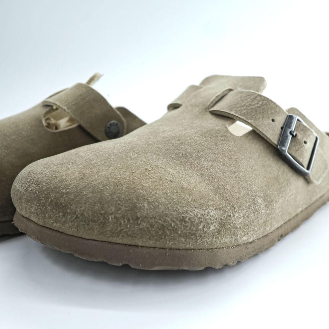 BIRKENSTOCK Boston Suede Clog Sandal Beige Vegan Made in Germany EU41 (Approx. 26.5cm)
