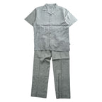STACY ADAMS リネン 半袖 開襟シャツ スラックス セットアップ XL グレー オープンカラー ボックスシルエット