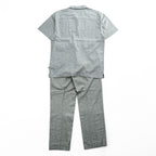 STACY ADAMS リネン 半袖 開襟シャツ スラックス セットアップ XL グレー オープンカラー ボックスシルエット