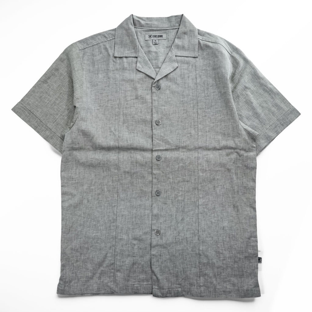 STACY ADAMS リネン 半袖 開襟シャツ スラックス セットアップ XL グレー オープンカラー ボックスシルエット