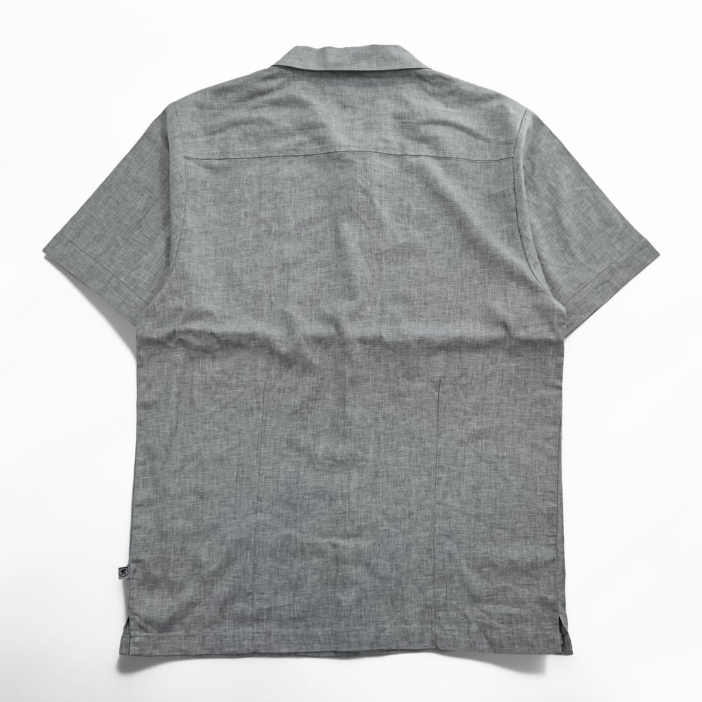 STACY ADAMS リネン 半袖 開襟シャツ スラックス セットアップ XL グレー オープンカラー ボックスシルエット