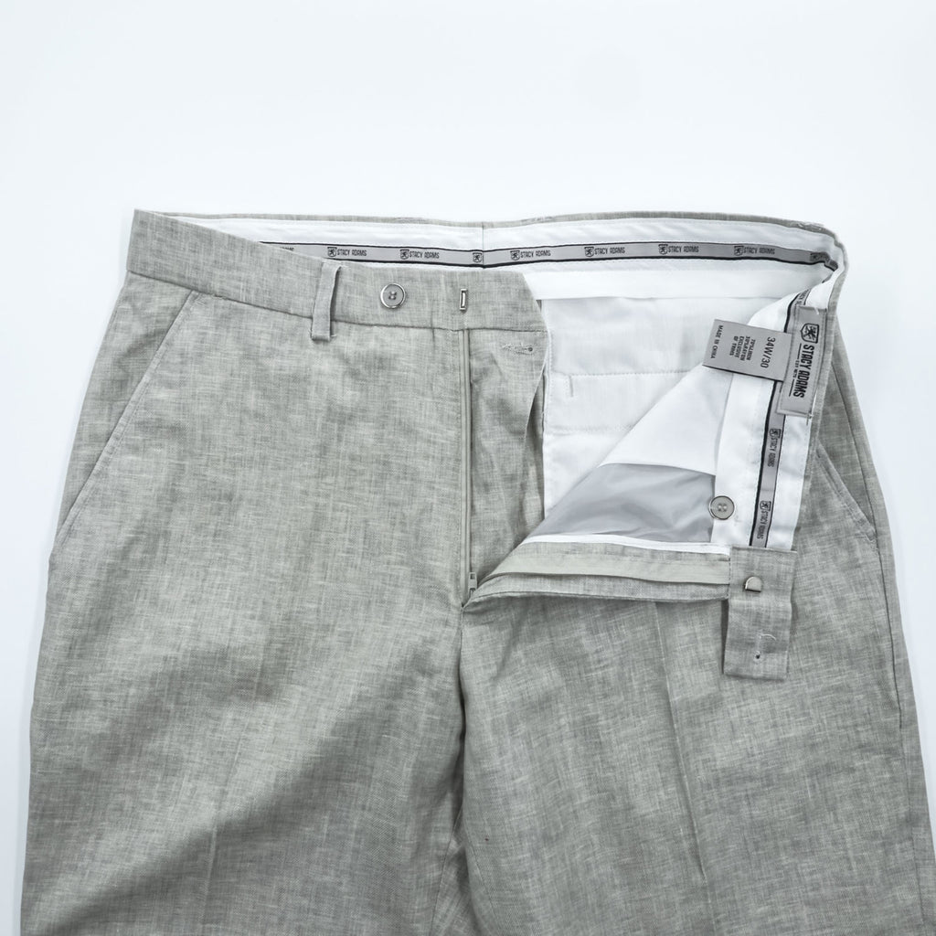STACY ADAMS リネン 半袖 開襟シャツ スラックス セットアップ XL グレー オープンカラー ボックスシルエット