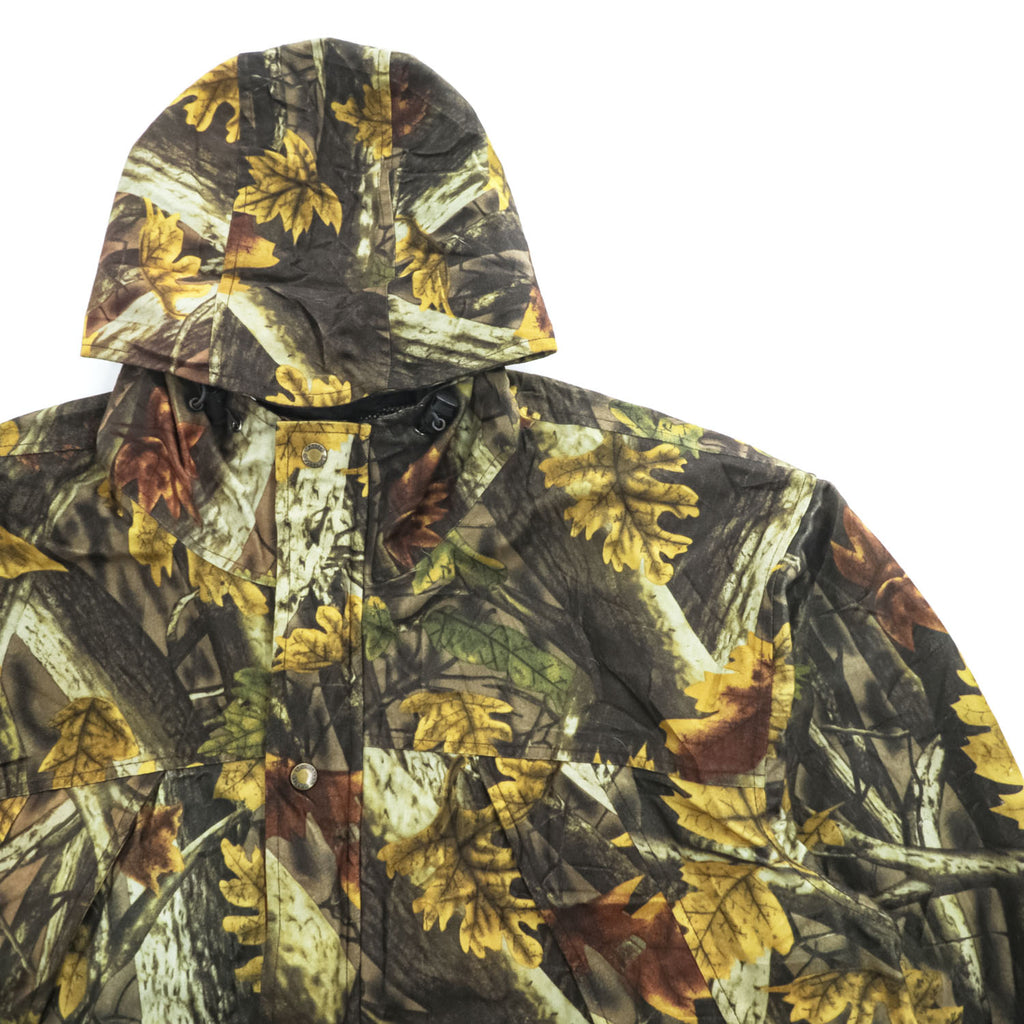 Master Sportsman Hooded Camo Jacket - Leaf Pattern / Polyester - Mens L (measured large) Outdoor Hunting