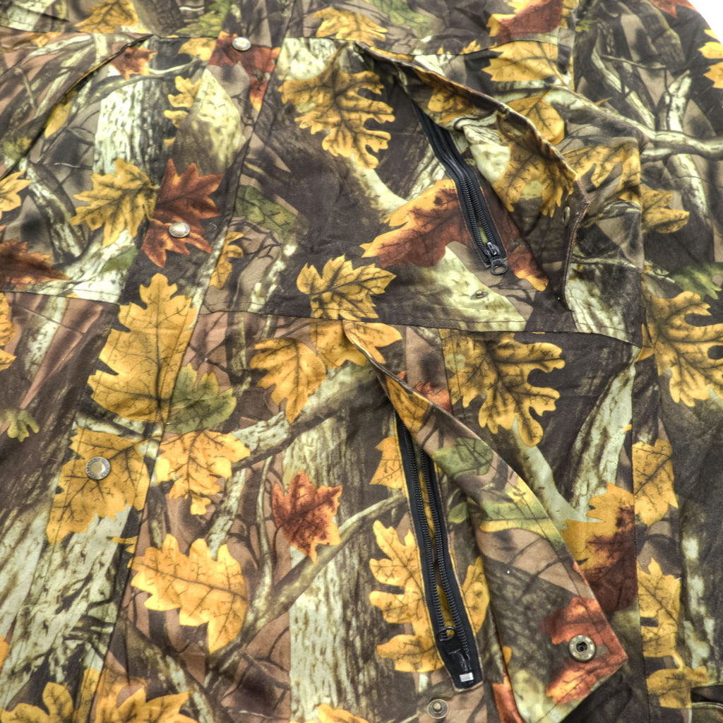 Master Sportsman Hooded Camo Jacket - Leaf Pattern / Polyester - Mens L (measured large) Outdoor Hunting