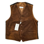 brado FLINIO/2 Suede Leather Vest Brown with Black Back Adjustable Back Strap Lined Polyester Size 52 (JP LL) - Tagged