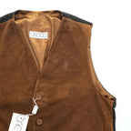 brado FLINIO/2 Suede Leather Vest Brown with Black Back Adjustable Back Strap Lined Polyester Size 52 (JP LL) - Tagged
