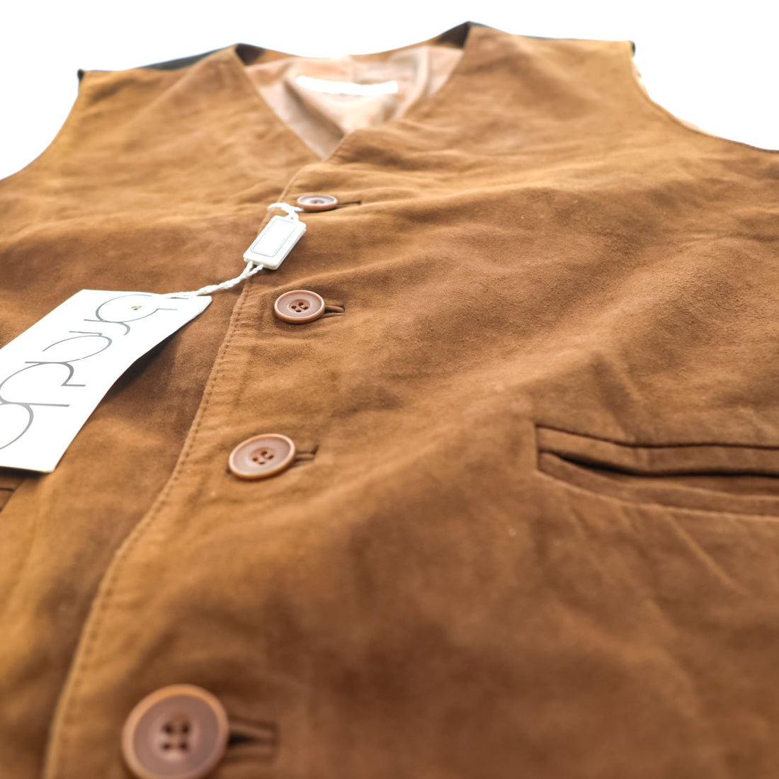 brado FLINIO/2 Suede Leather Vest Brown with Black Back Adjustable Back Strap Lined Polyester Size 52 (JP LL) - Tagged