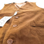 brado FLINIO/2 Suede Leather Vest Brown with Black Back Adjustable Back Strap Lined Polyester Size 52 (JP LL) - Tagged