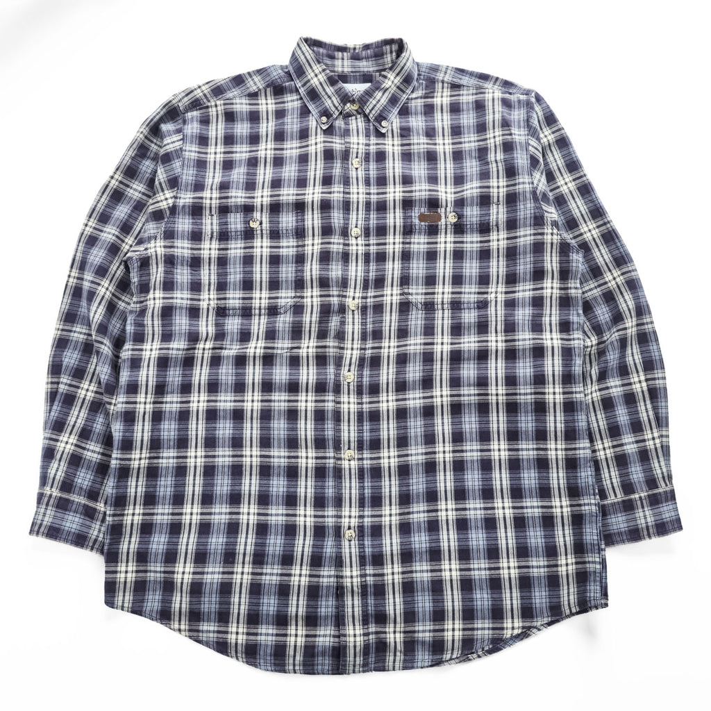 carhartt ボタンダウン 長袖 チェックシャツ L ネイビー ブルー REGULAR S151