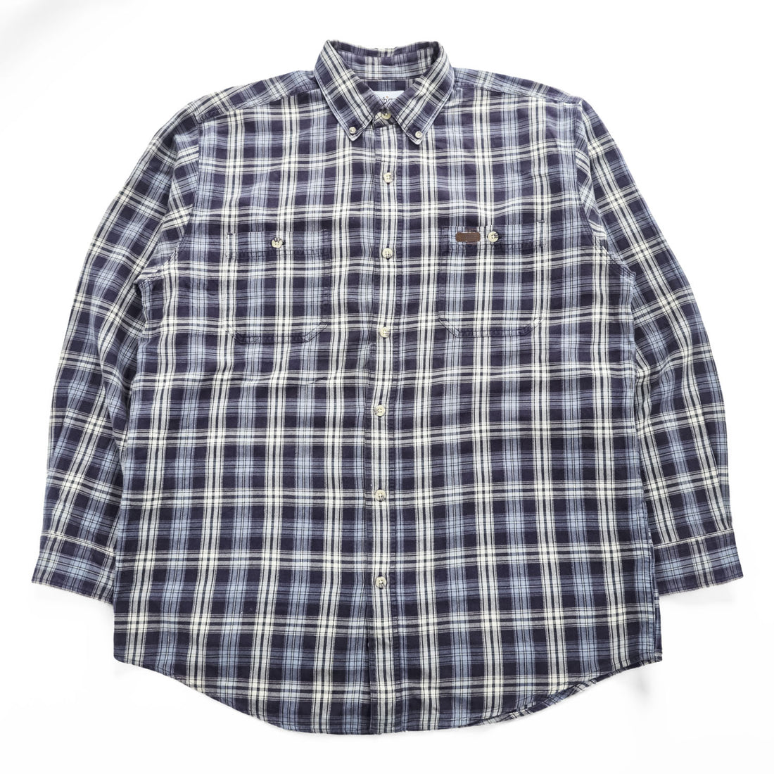 carhartt ボタンダウン 長袖 チェックシャツ L ネイビー ブルー REGULAR S151