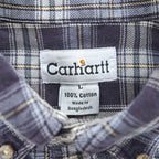 carhartt ボタンダウン 長袖 チェックシャツ L ネイビー ブルー REGULAR S151