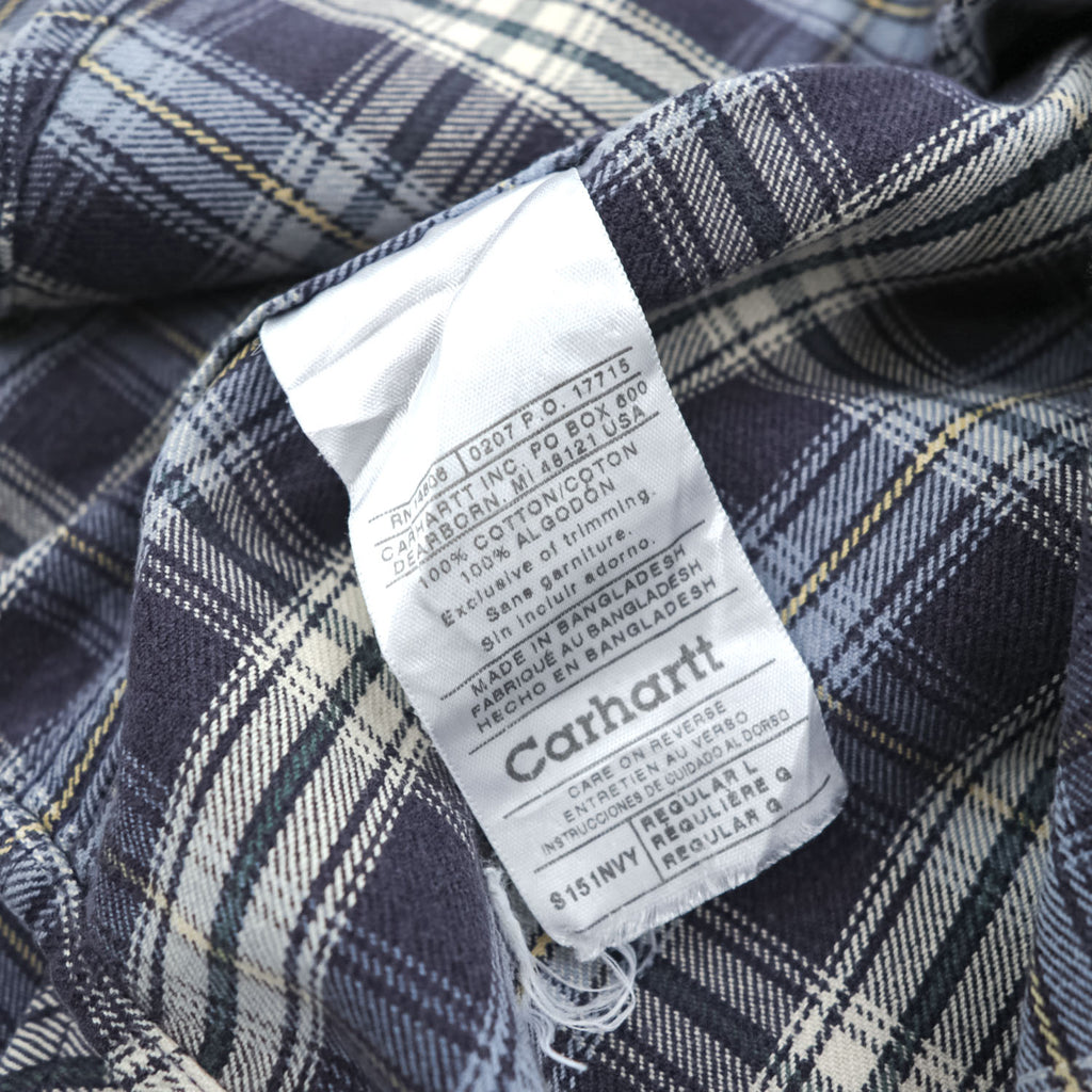 carhartt ボタンダウン 長袖 チェックシャツ L ネイビー ブルー REGULAR S151