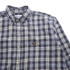 carhartt ボタンダウン 長袖 チェックシャツ L ネイビー ブルー REGULAR S151