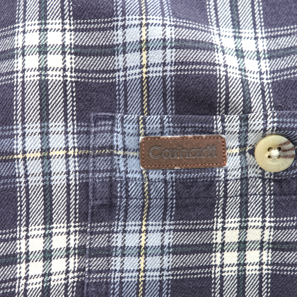 carhartt ボタンダウン 長袖 チェックシャツ L ネイビー ブルー REGULAR S151