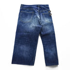 FACETASM BIG&SLIM Asymmetry Denim Wide Straight Jeans Indigo Faded Selvedge Side Buckles Button Fly 100% Cotton Size S (Waist 88cm)
