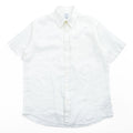 Brooks Brothers Short Sleeve Button-Down Linen Shirt White M Regular 100% Linen Pocket