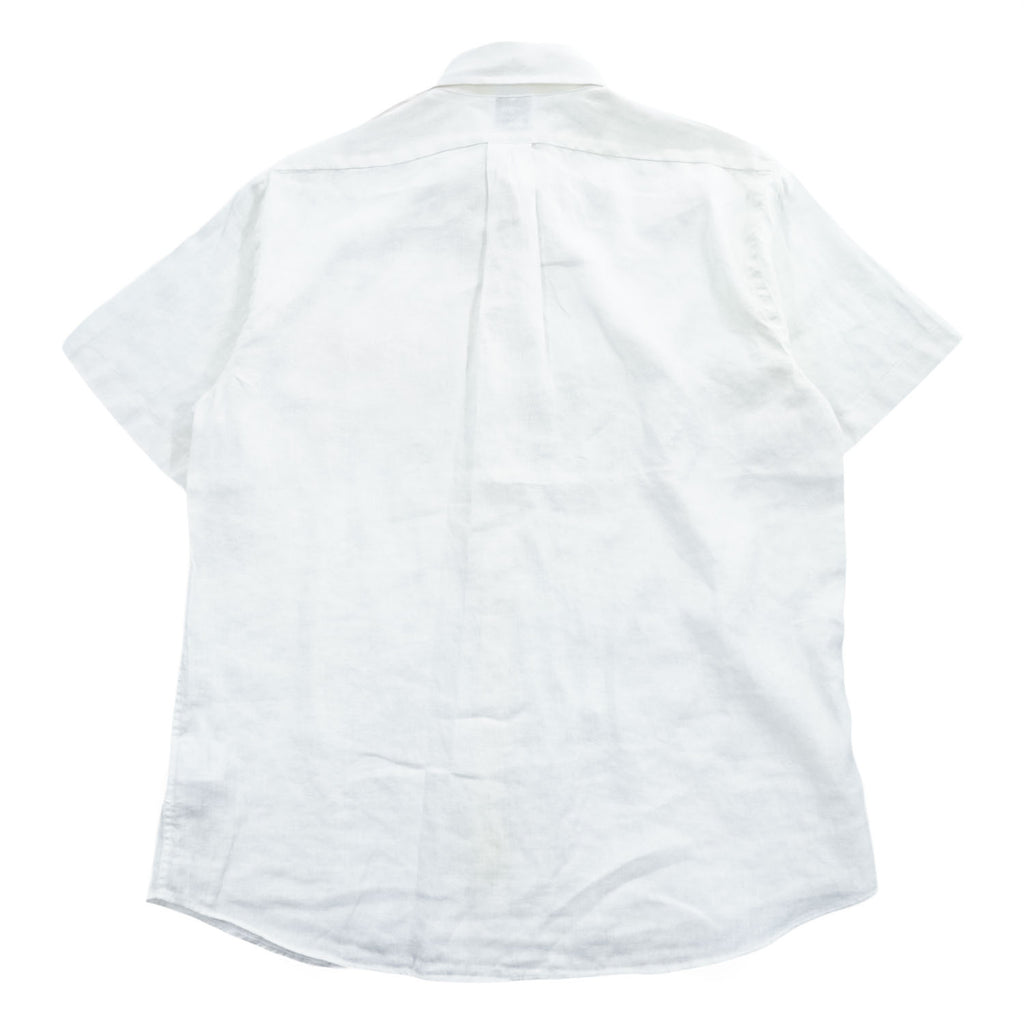Brooks Brothers Short Sleeve Button-Down Linen Shirt White M Regular 100% Linen Pocket