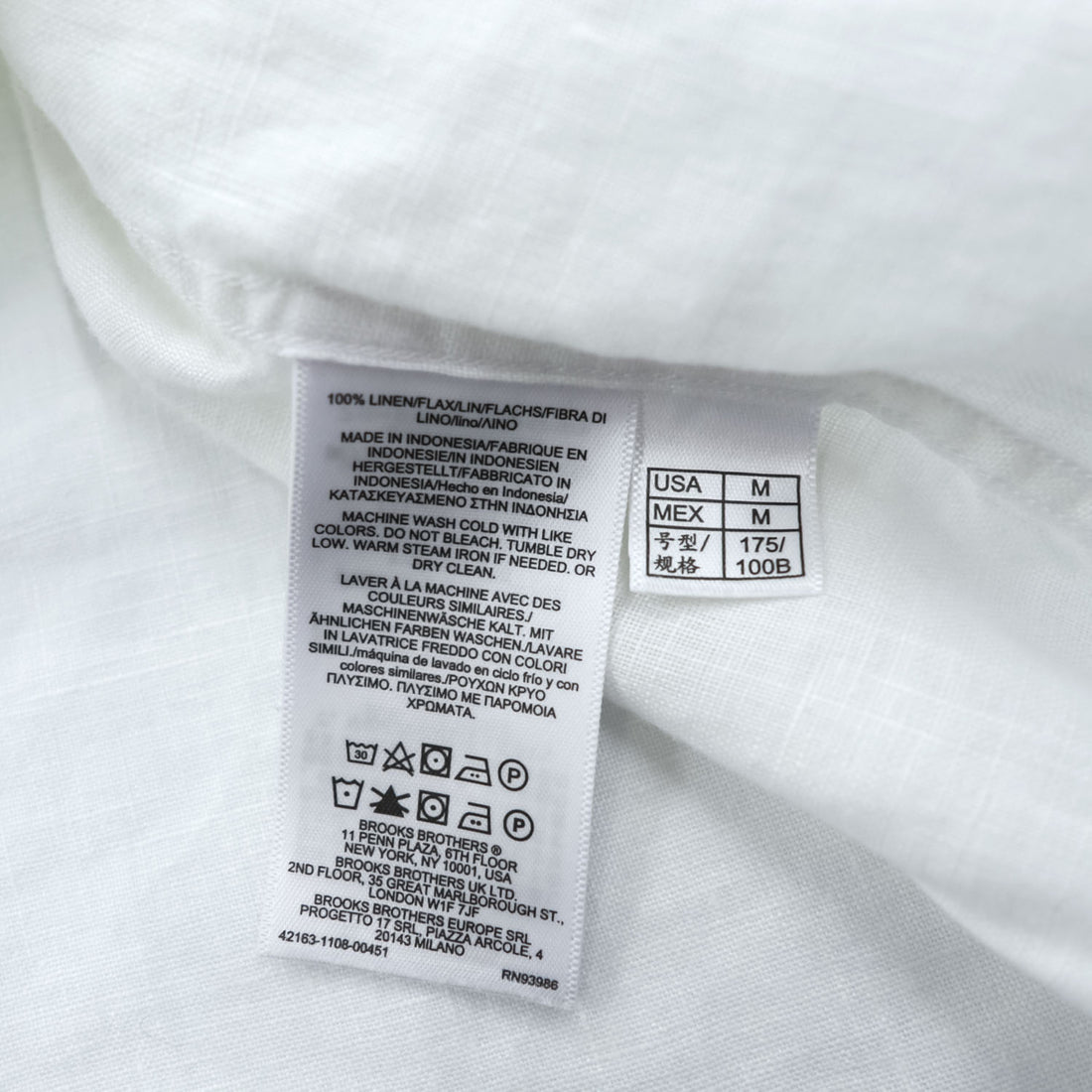 Brooks Brothers Short Sleeve Button-Down Linen Shirt White M Regular 100% Linen Pocket