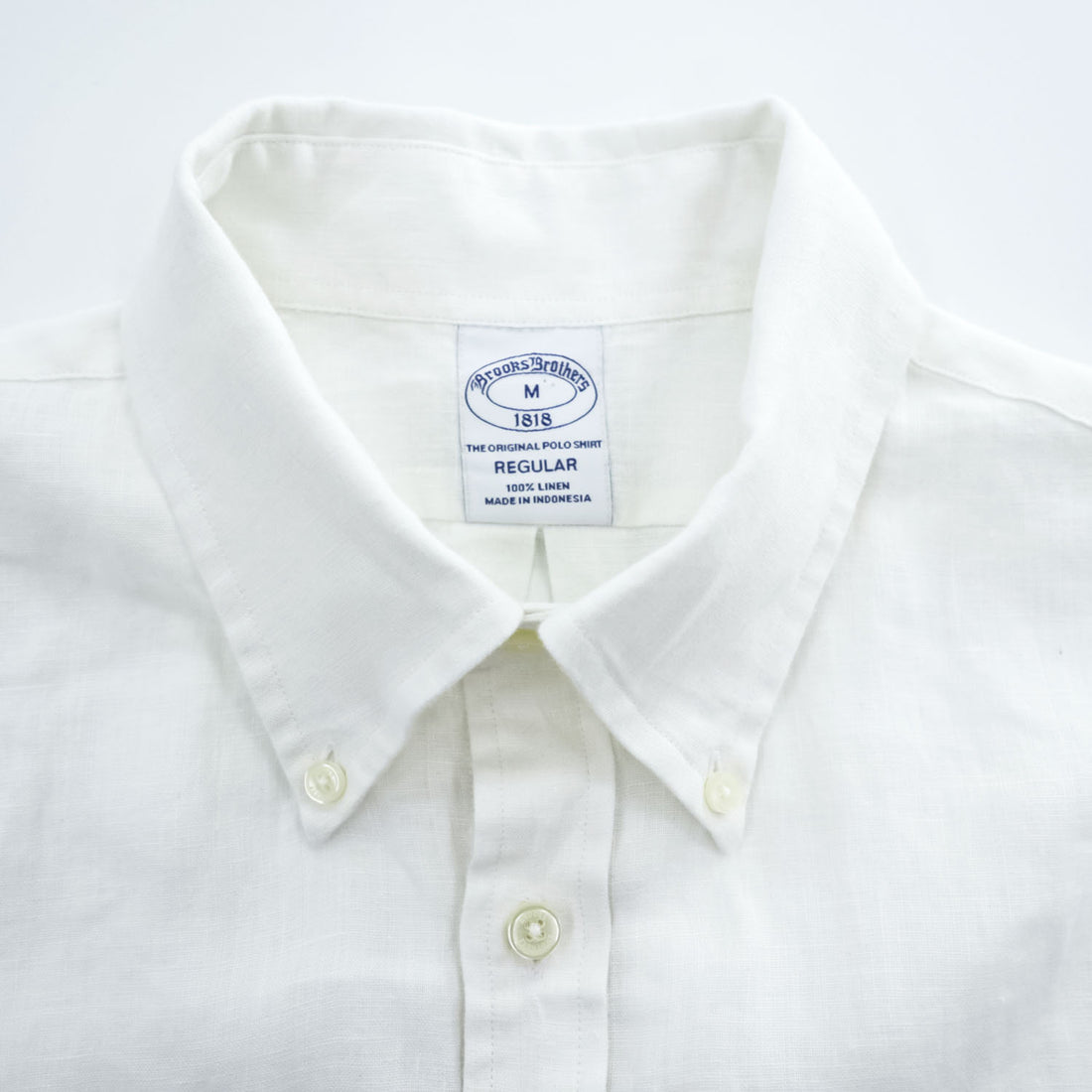 Brooks Brothers Short Sleeve Button-Down Linen Shirt White M Regular 100% Linen Pocket