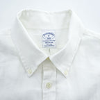 Brooks Brothers Short Sleeve Button-Down Linen Shirt White M Regular 100% Linen Pocket