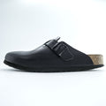 Birkenstock Boston Black Leather Clog Sandals Cork Footbed Suede Insole Buckle EU41 / JP26.5cm
