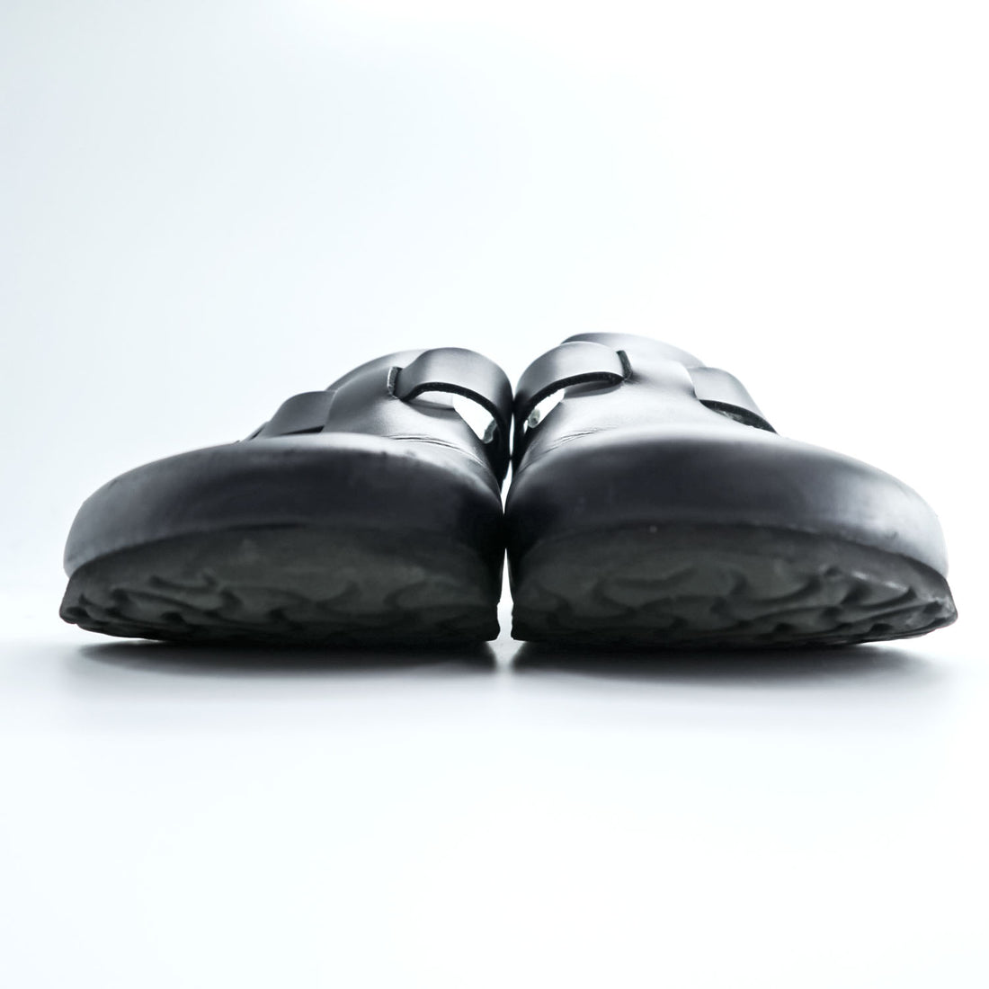 Birkenstock Boston Black Leather Clog Sandals Cork Footbed Suede Insole Buckle EU41 / JP26.5cm