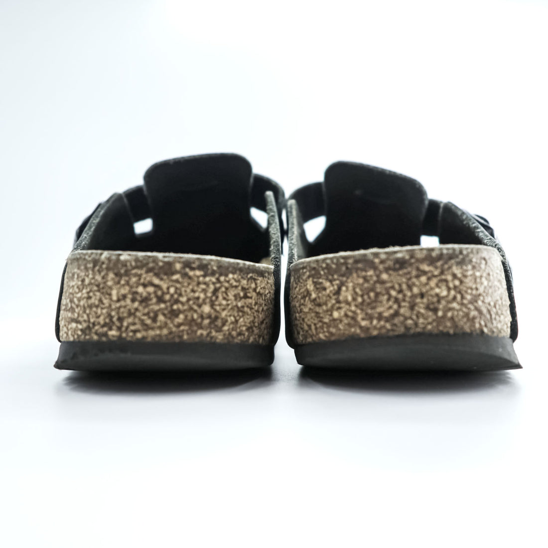 Birkenstock Boston Black Leather Clog Sandals Cork Footbed Suede Insole Buckle EU41 / JP26.5cm