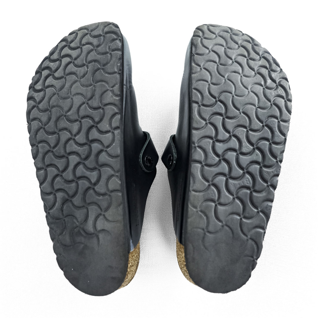 Birkenstock Boston Black Leather Clog Sandals Cork Footbed Suede Insole Buckle EU41 / JP26.5cm