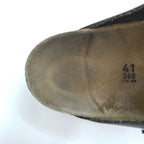 Birkenstock Boston Black Leather Clog Sandals Cork Footbed Suede Insole Buckle EU41 / JP26.5cm