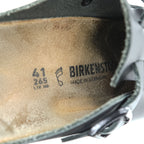 Birkenstock Boston Black Leather Clog Sandals Cork Footbed Suede Insole Buckle EU41 / JP26.5cm