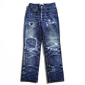 TOLQ Japan Made Transfer Print Denim Pants Jeans S Indigo Blue Tronpe L’oeil Printed Stretch Easy Trousers 60s 1967Model TA-5001