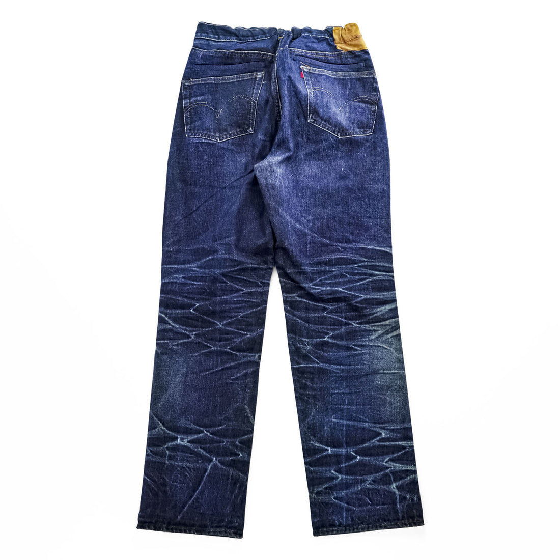 TOLQ Japan Made Transfer Print Denim Pants Jeans S Indigo Blue Tronpe L’oeil Printed Stretch Easy Trousers 60s 1967Model TA-5001