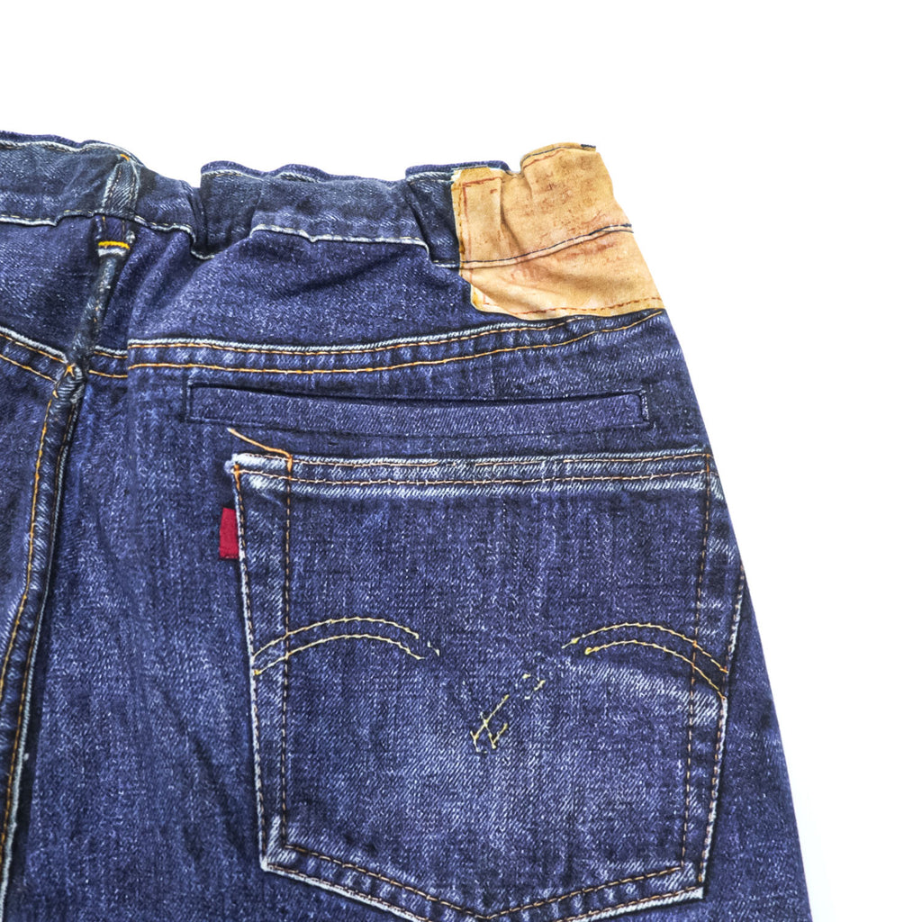 TOLQ Japan Made Transfer Print Denim Pants Jeans S Indigo Blue Tronpe L’oeil Printed Stretch Easy Trousers 60s 1967Model TA-5001
