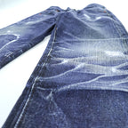 TOLQ Japan Made Transfer Print Denim Pants Jeans S Indigo Blue Tronpe L’oeil Printed Stretch Easy Trousers 60s 1967Model TA-5001