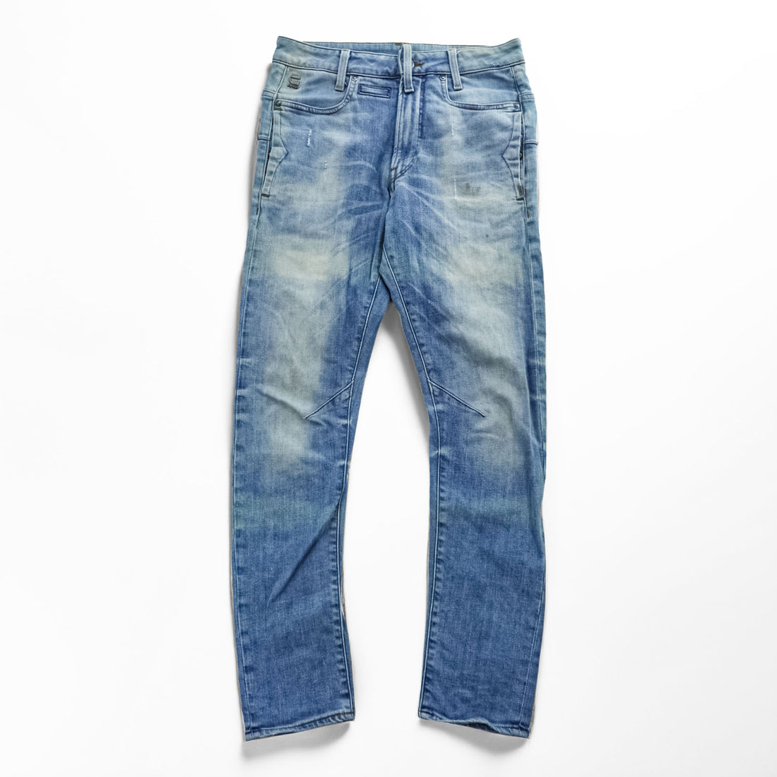 G-STAR RAW デニムパンツ D-STAQ 3D SKINNY スキニージーンズ S ライトブルー ブリーチ加工 ボタンフライ