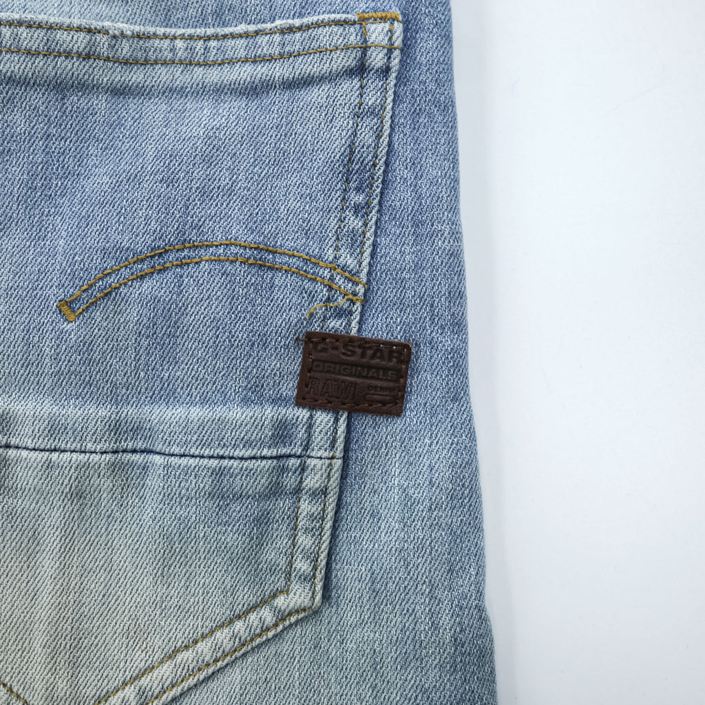 G-Star RAW D-STAQ 3D SKINNY Jeans Light Blue Washed Denim Button Fly W27 L32