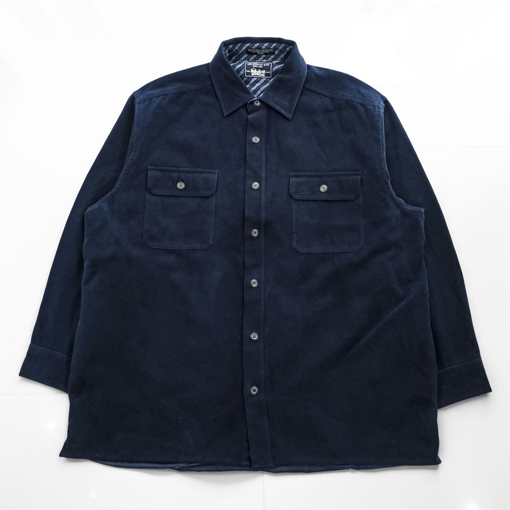 Levi's モールスキン シャツジャケット 長袖ワークシャツ XL ネイビー ビッグサイズ