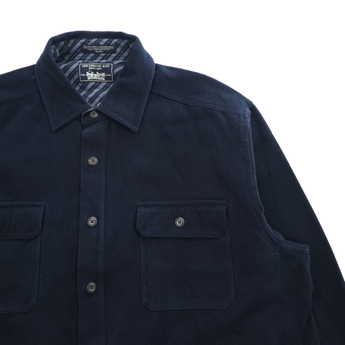 Levi's モールスキン シャツジャケット 長袖ワークシャツ XL ネイビー ビッグサイズ