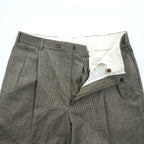 Brooks Brothers Slacks Pants L Brown Wide 2-Tuck Pleated Double Cuff 346 Gun Club Checked